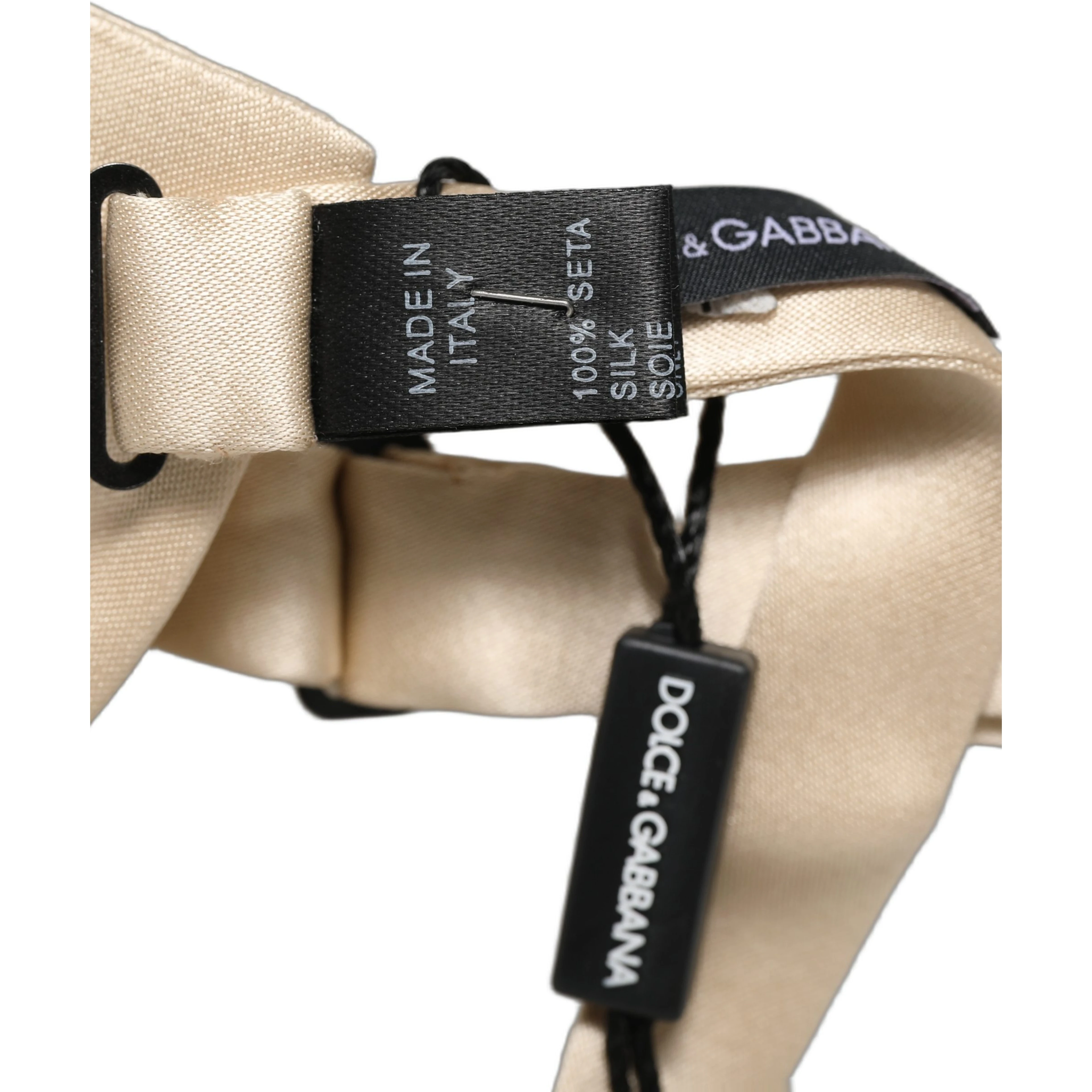 Men Beige 100% Silk Adjustable Neck Papillon Bow Tie