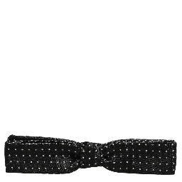 Black White Polka Dot Adjustable Neck Papillon Bow Tie
