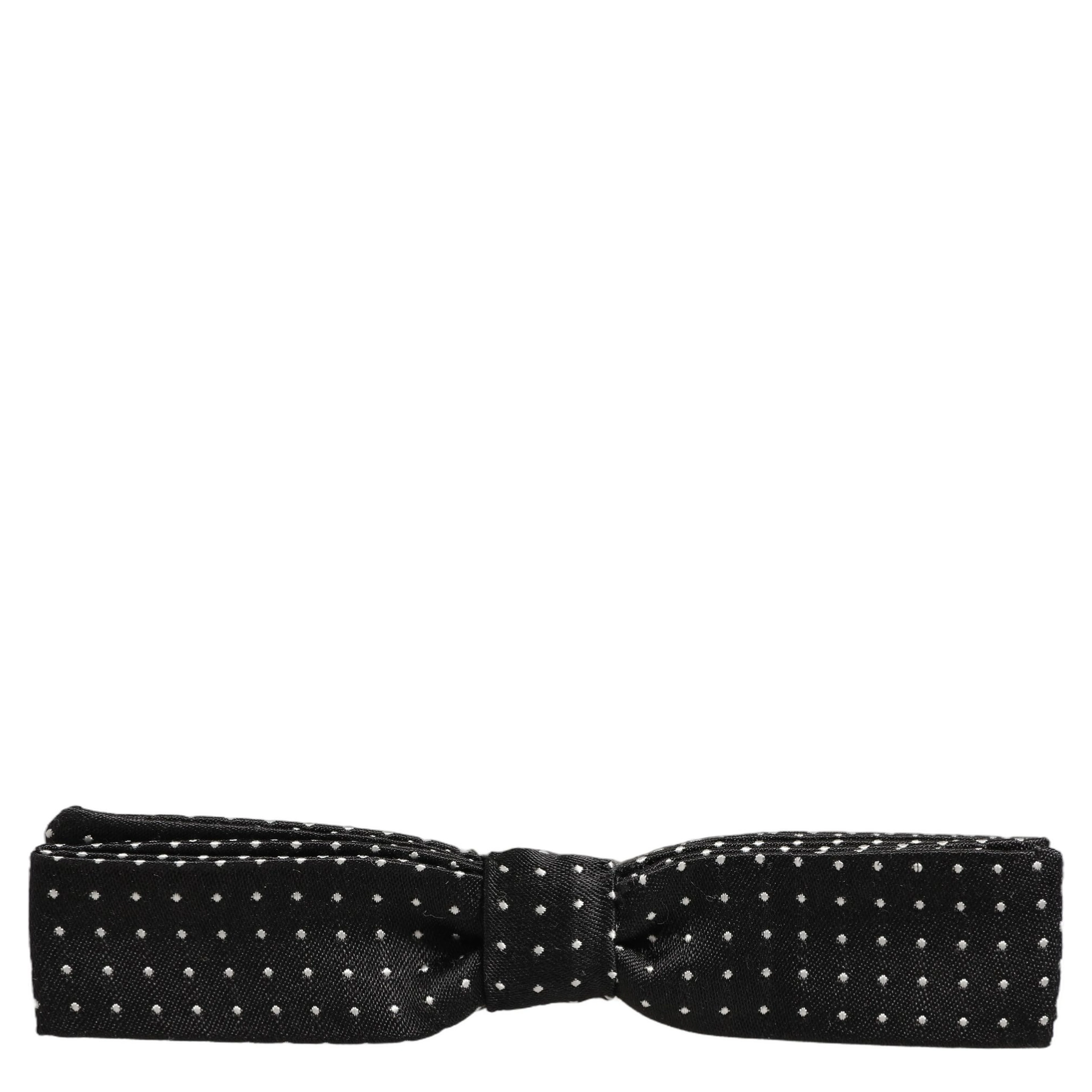 Black White Polka Dot Adjustable Neck Papillon Bow Tie