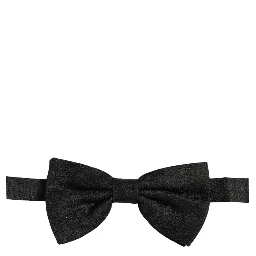 Men Black Silk Brocade Adjustable Neck Papillon Bow Tie