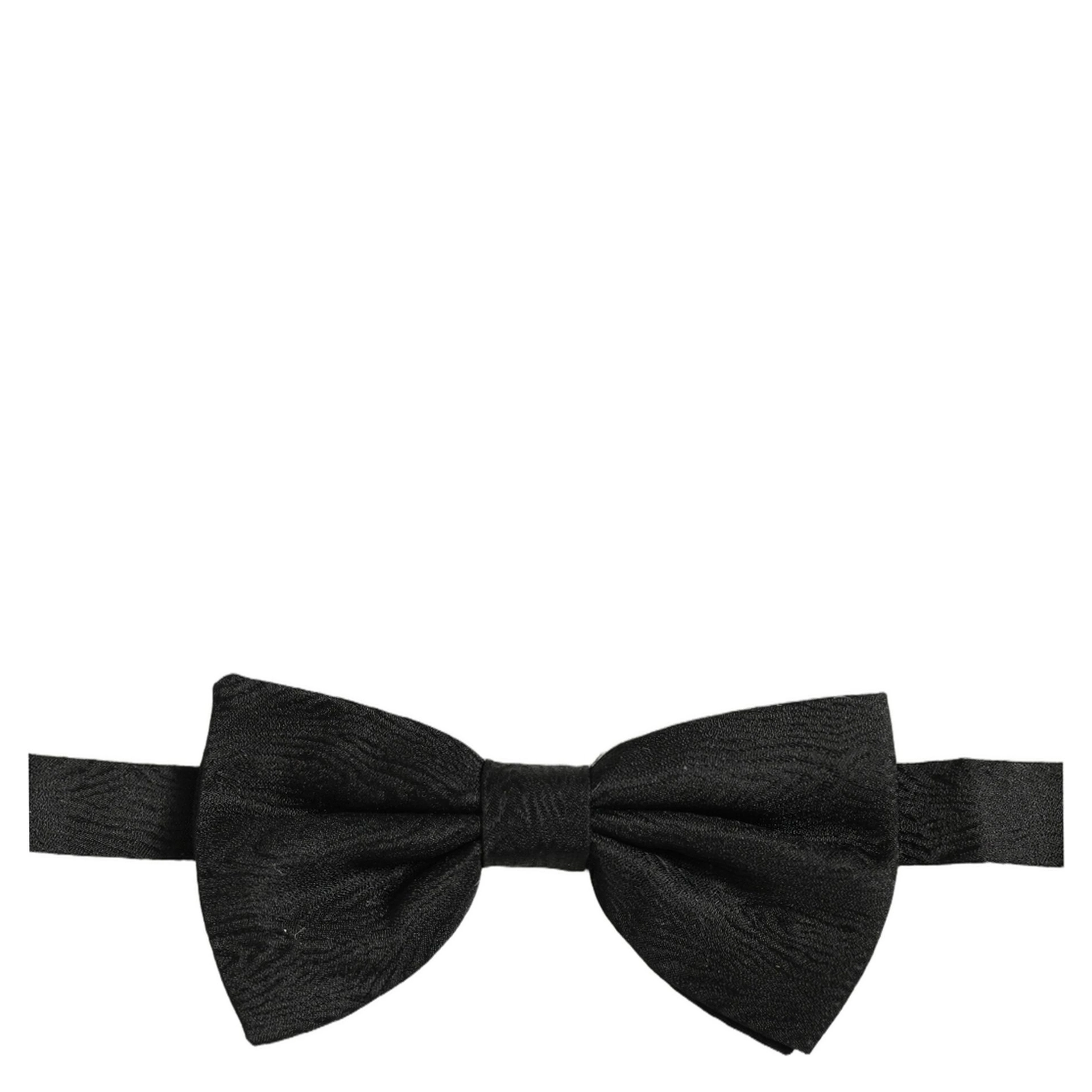 Men Black Silk Brocade Adjustable Neck Papillon Bow Tie