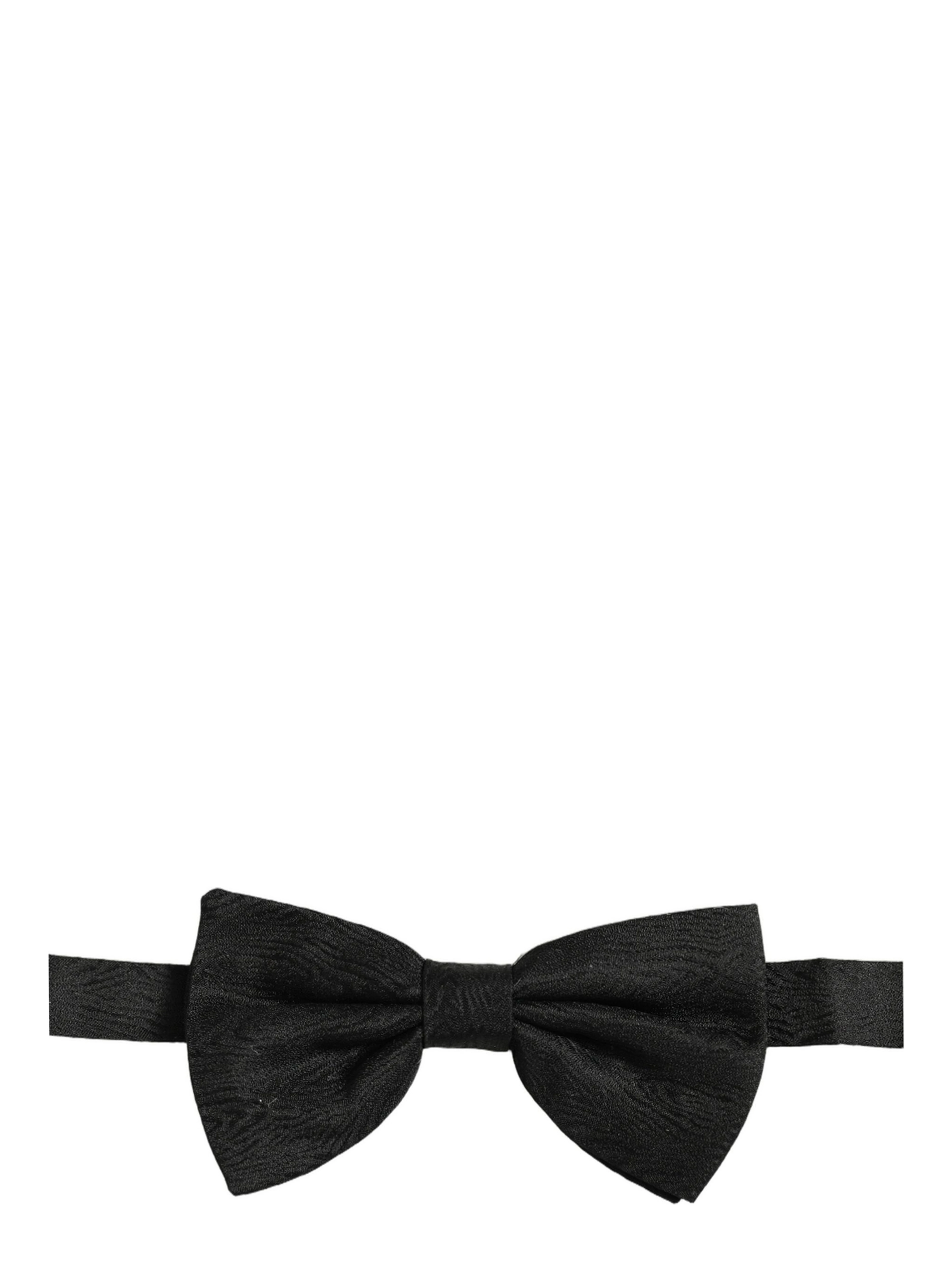 Men Black Silk Brocade Adjustable Neck Papillon Bow Tie