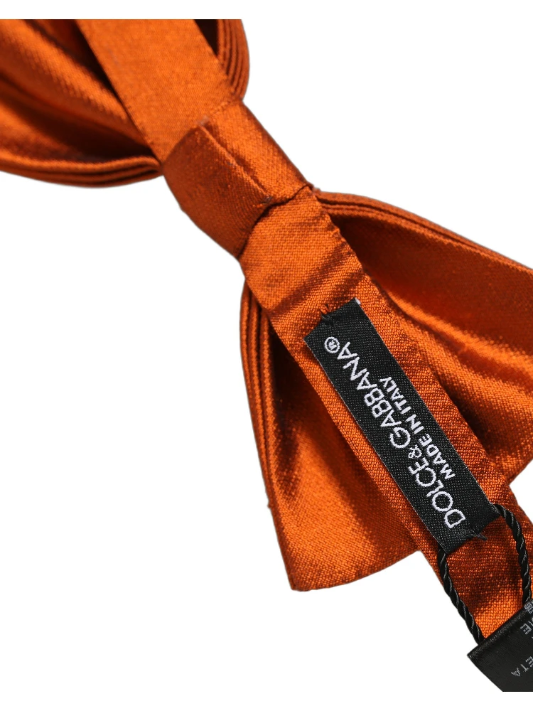 Men Orange 100% SIlk Adjustable Neck Papillon Bow Tie