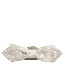 Men White 100% Silk Adjustable Neck Papillon Bow Tie
