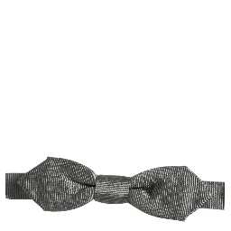Men Gray 100% Silk Adjustable Neck Papillon Bow Tie