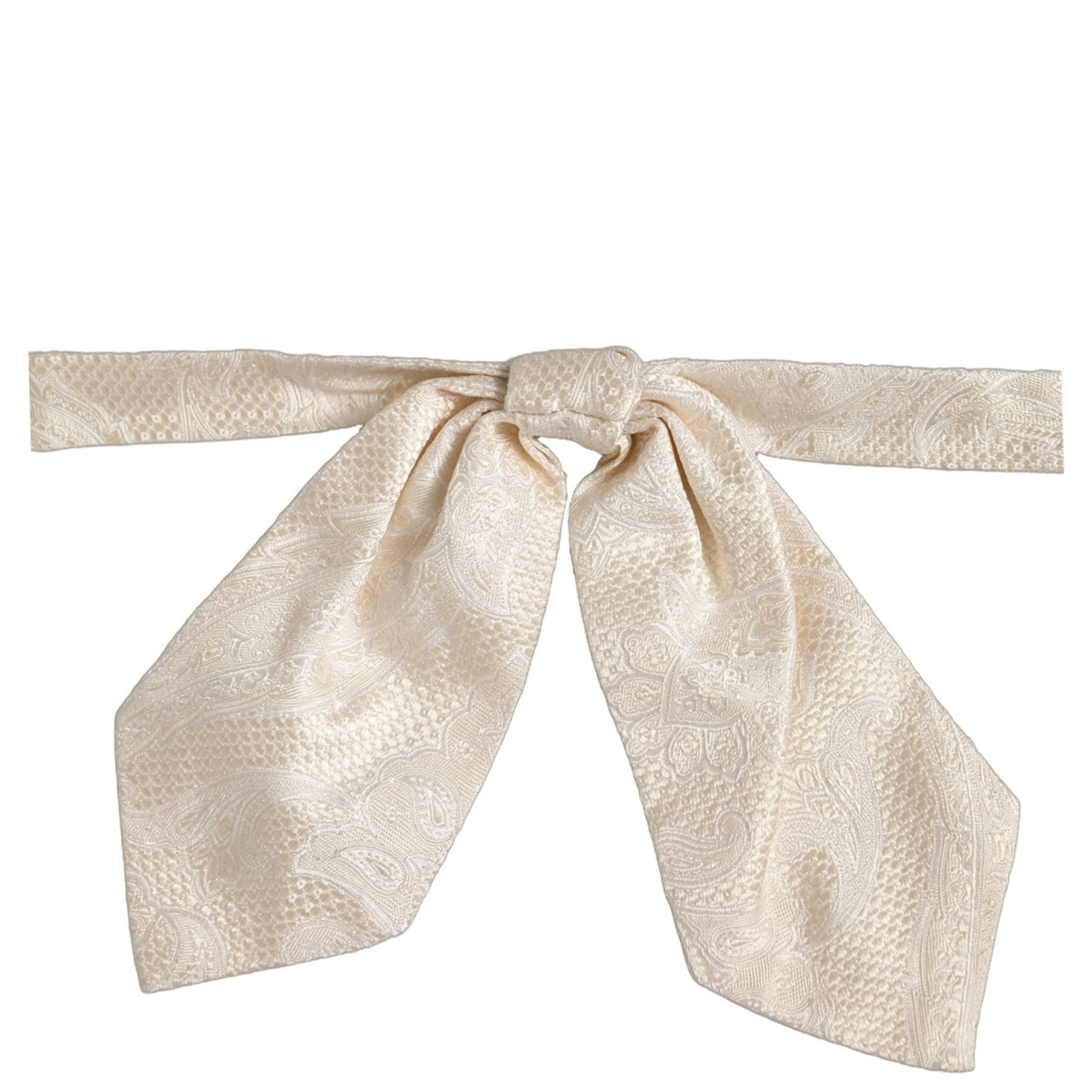 Men Ivory Paisley SIlk Adjustable Neck Papillon Bow Tie
