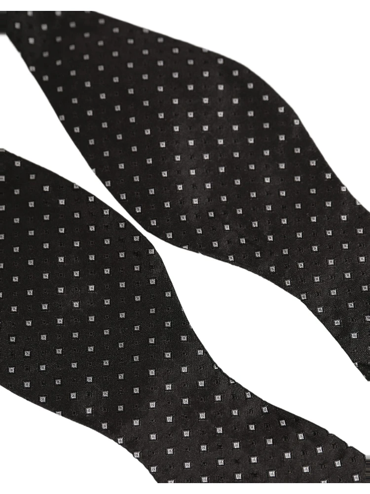 Black White Polka Dot Adjustable Neck Papillon Bow Tie