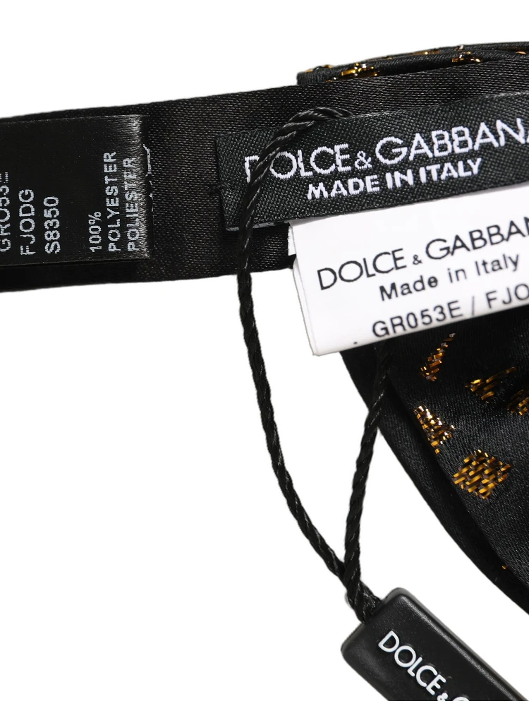 Black Gold Speckle Pattern Adjustable Neck Papillon Bow Tie