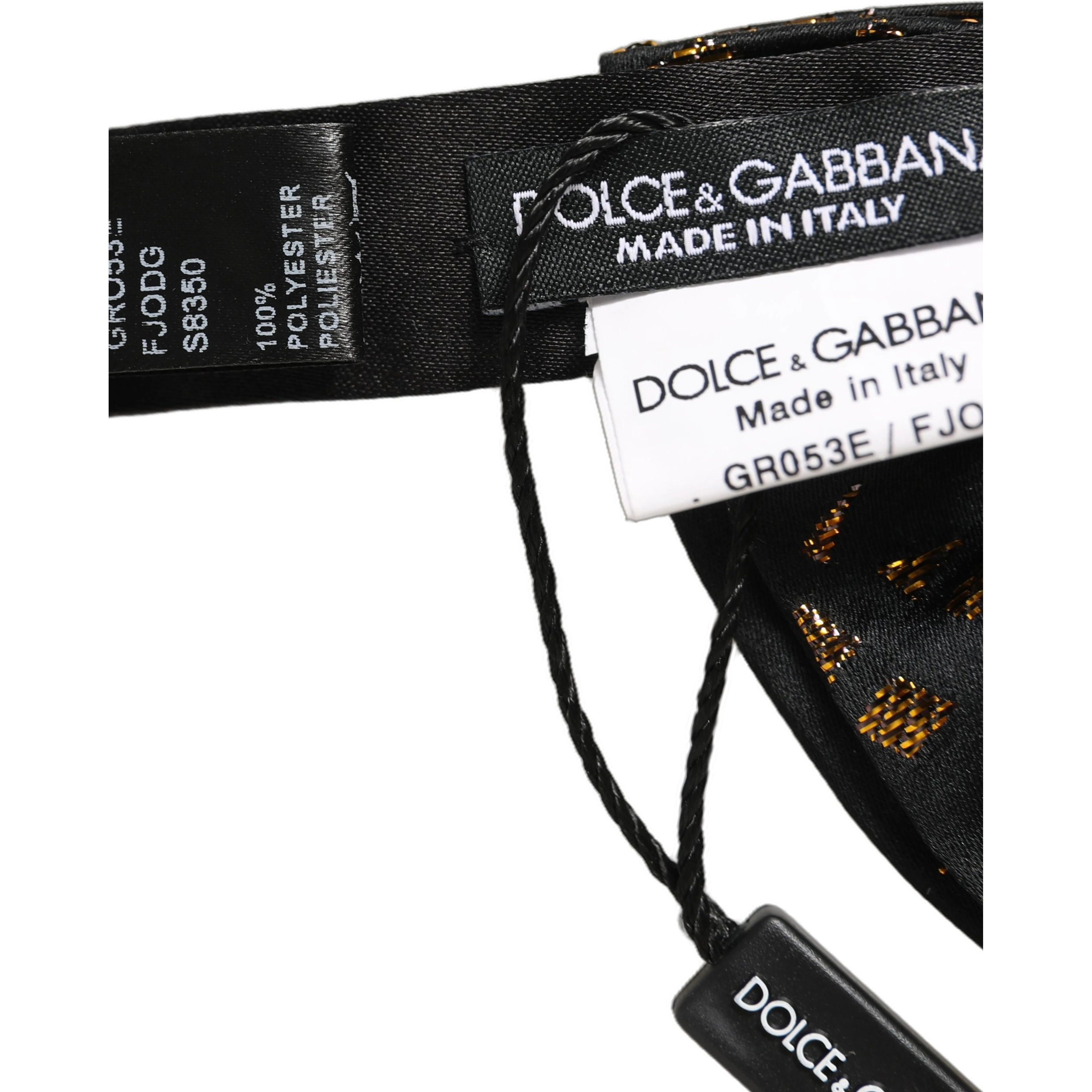 Black Gold Speckle Pattern Adjustable Neck Papillon Bow Tie