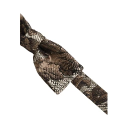 Men Brown Beige Floral Adjustable Neck Papillon Bow Tie
