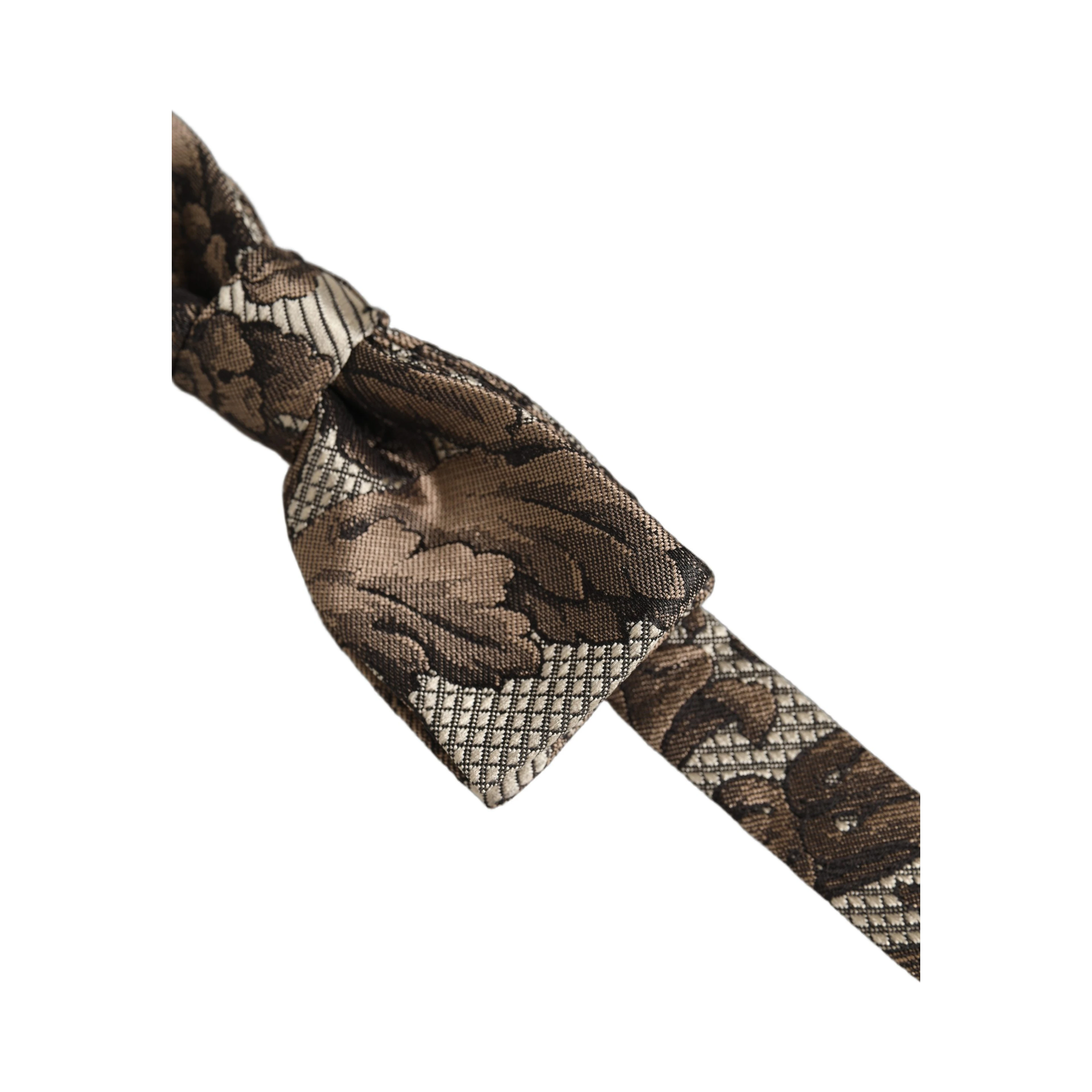 Men Brown Beige Floral Adjustable Neck Papillon Bow Tie