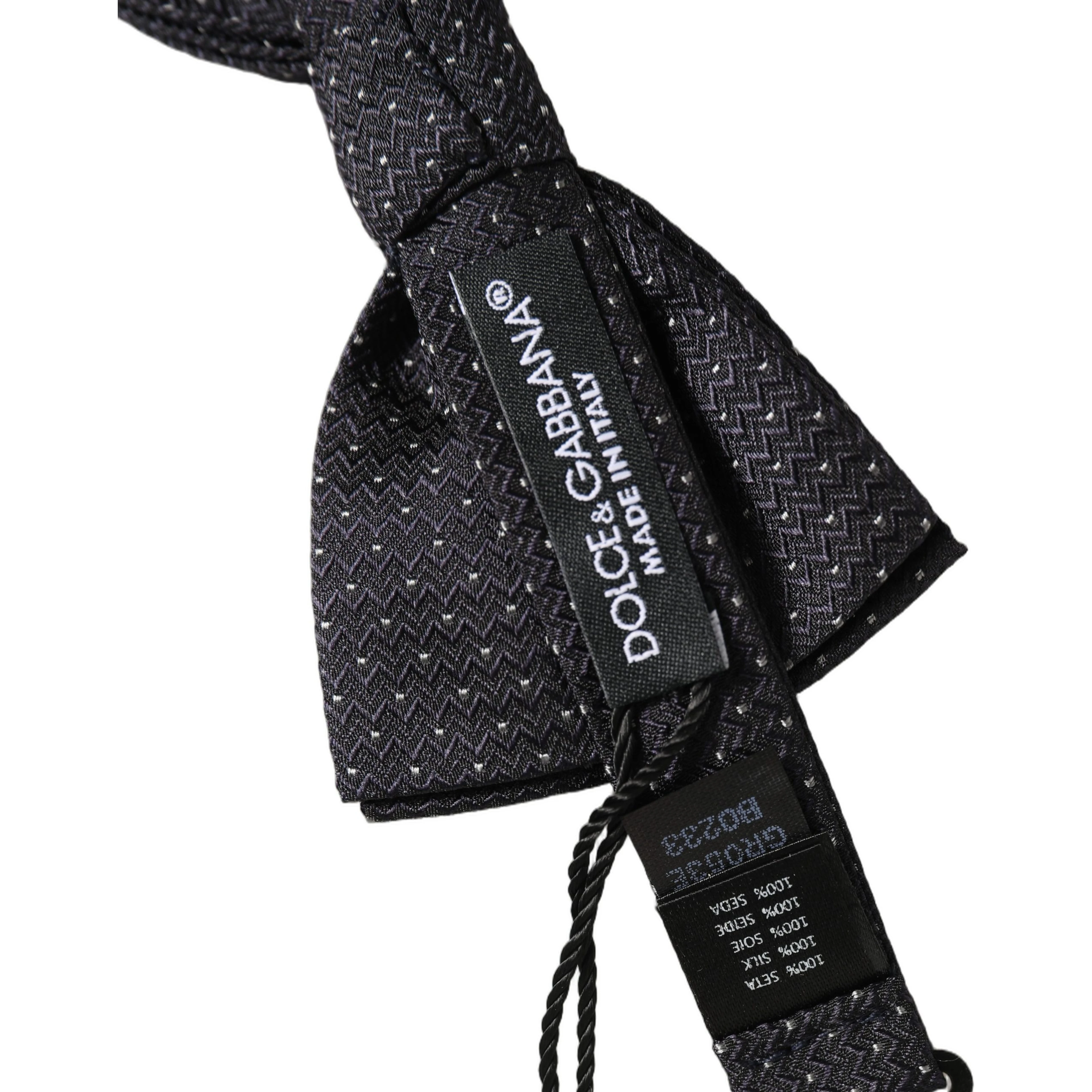 Black White Polka Dot Adjustable Neck Papillon Bow Tie