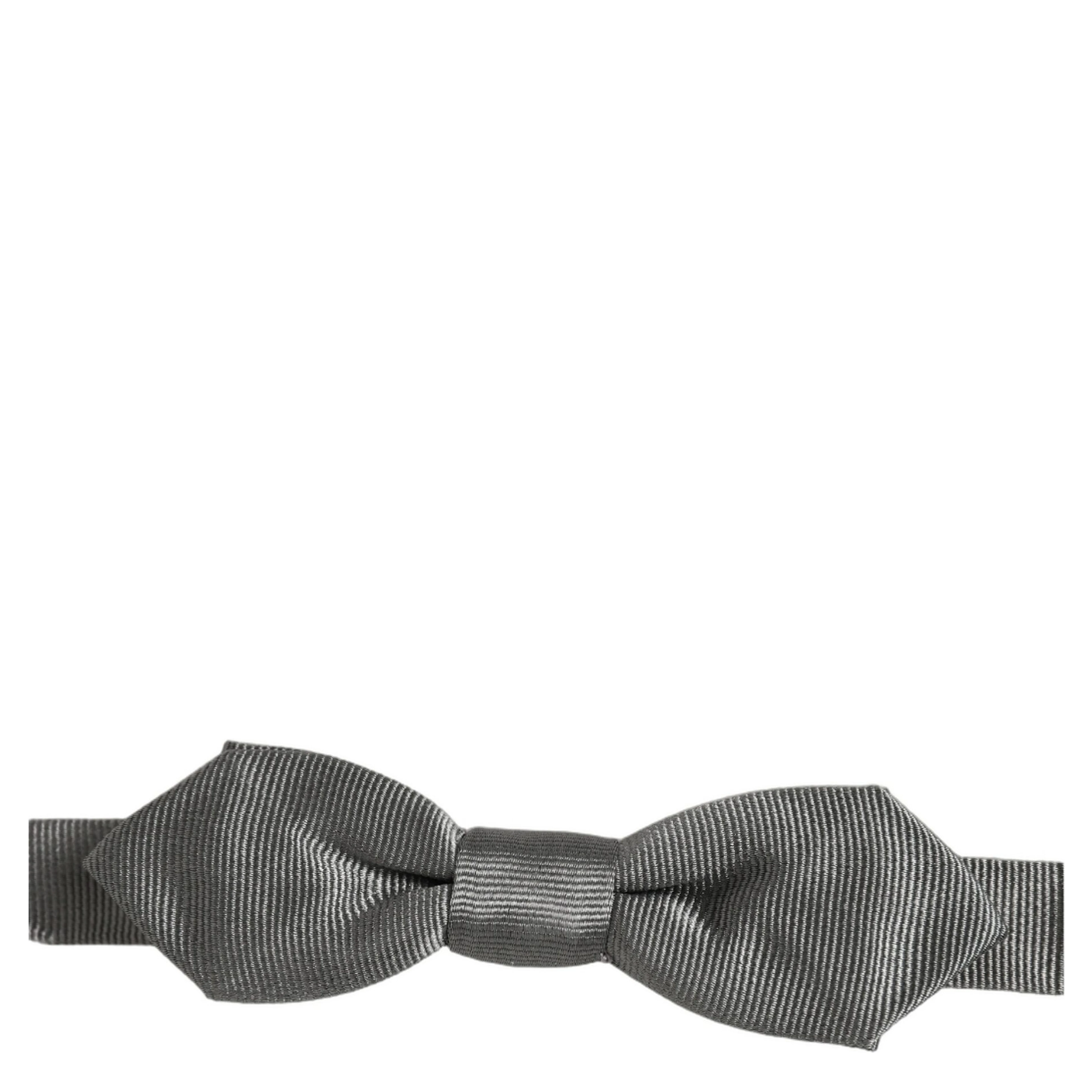 Men Gray 100% Silk Adjustable Neck Papillon Bow Tie