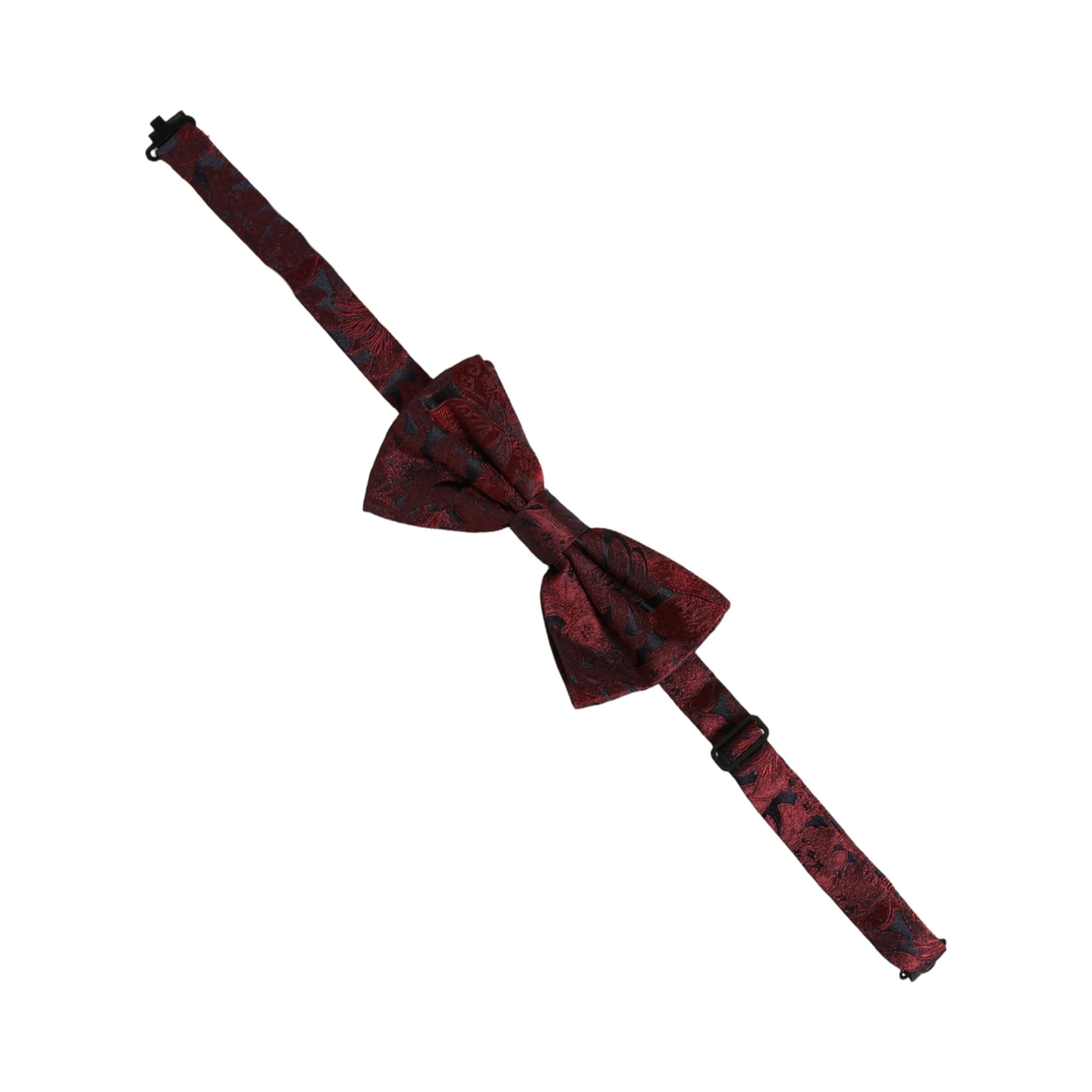 Men Maroon Paisley SIlk Adjustable Neck Papillon Bow Tie