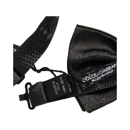 Men Black 100% Silk Adjustable Neck Papillon Bow Tie