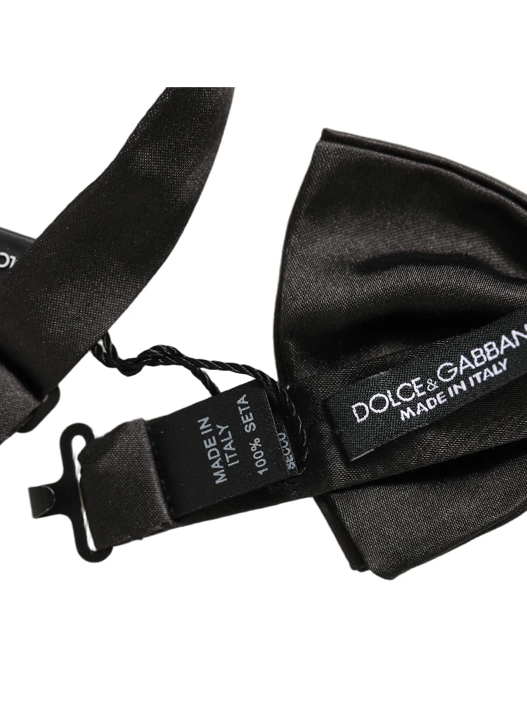 Men Black 100% Silk Adjustable Neck Papillon Bow Tie