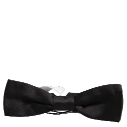Men Black 100% Silk Adjustable Neck Papillon Bow Tie