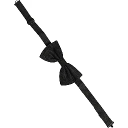 Men Black Silk Brocade Adjustable Neck Papillon Bow Tie