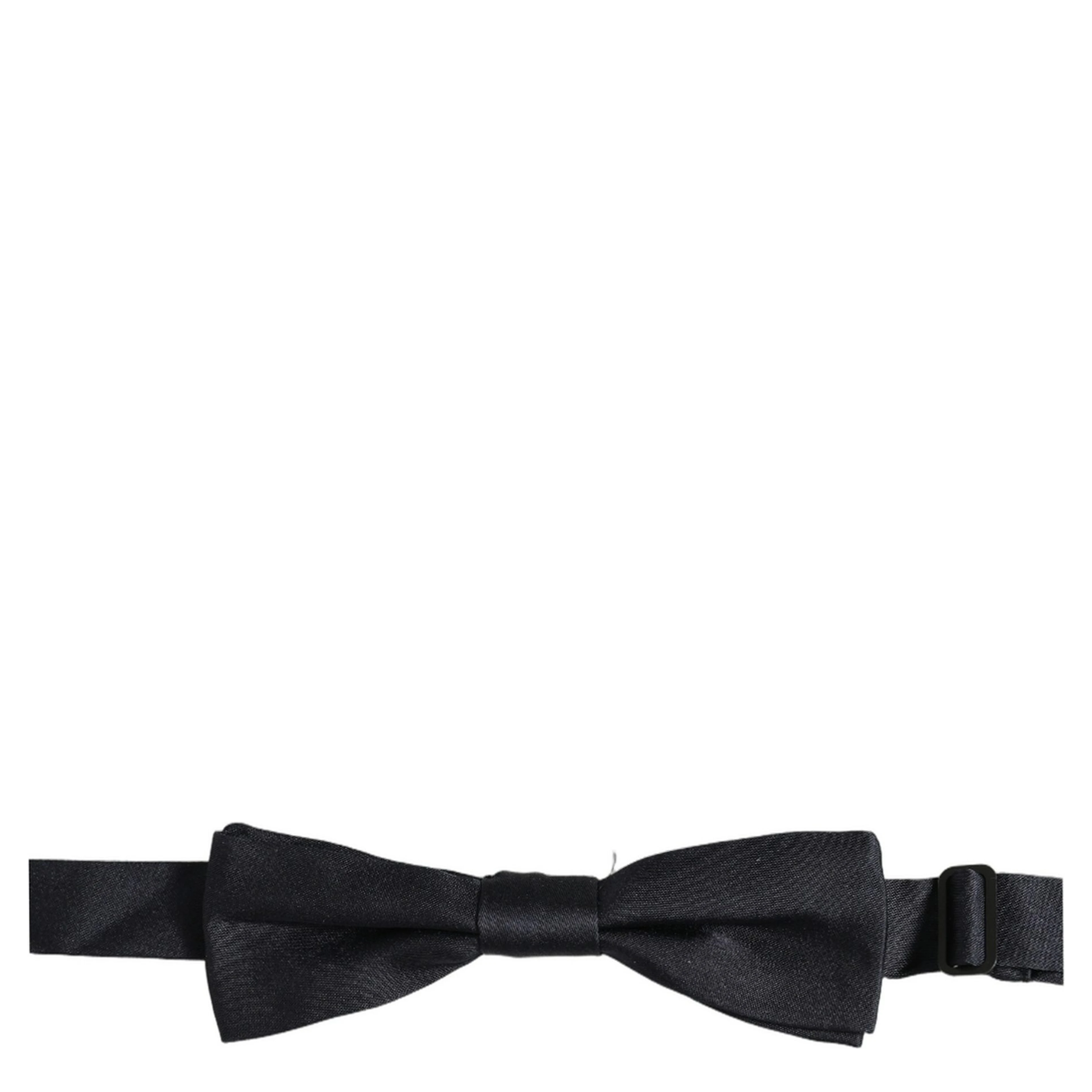 Men Black 100% Silk Adjustable Neck Papillon Bow Tie