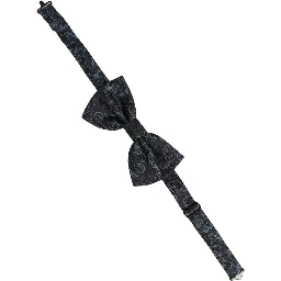 Men Black Blue Paisley Adjustable Neck Papillon Bow Tie