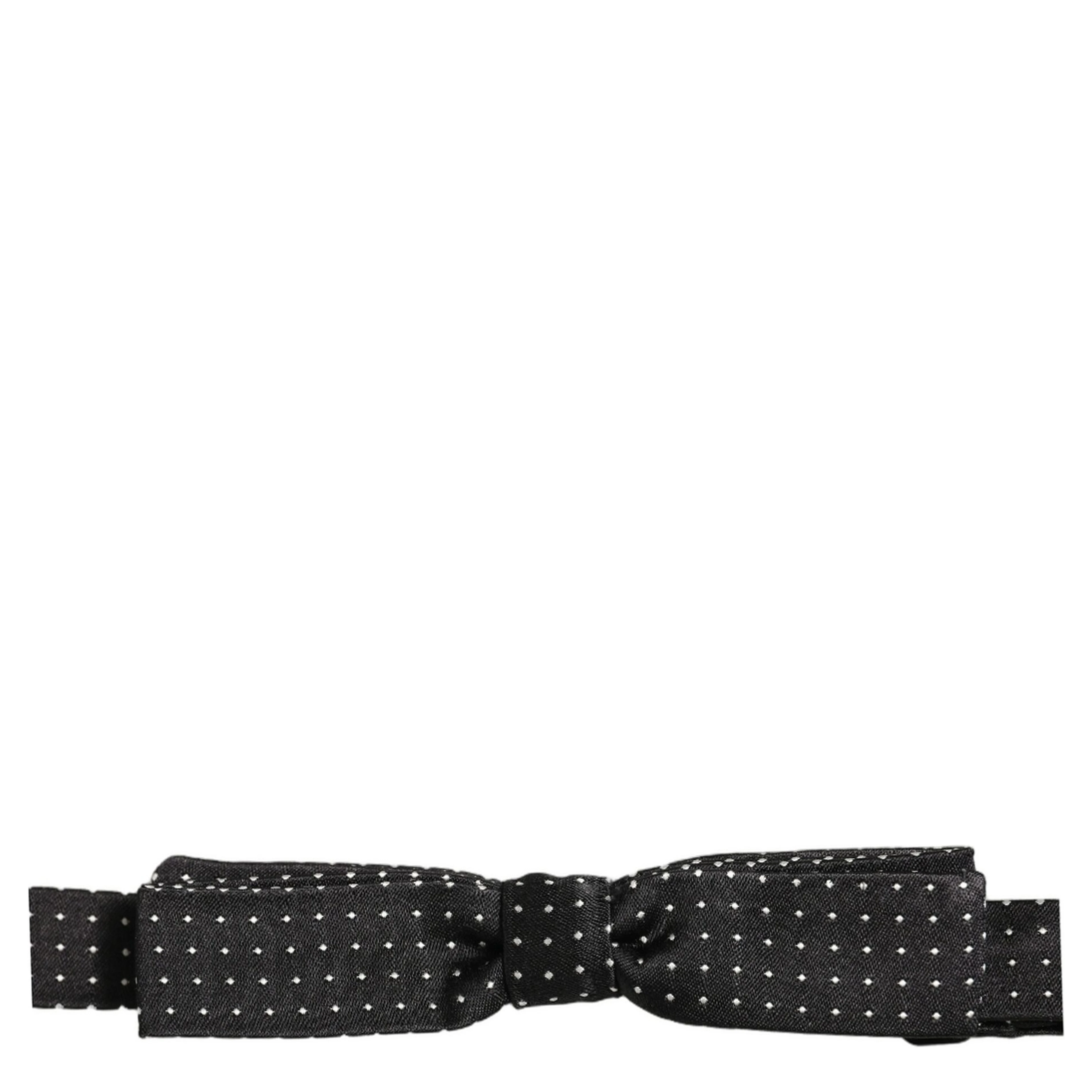 Black White Polka Dot Adjustable Neck Papillon Bow Tie