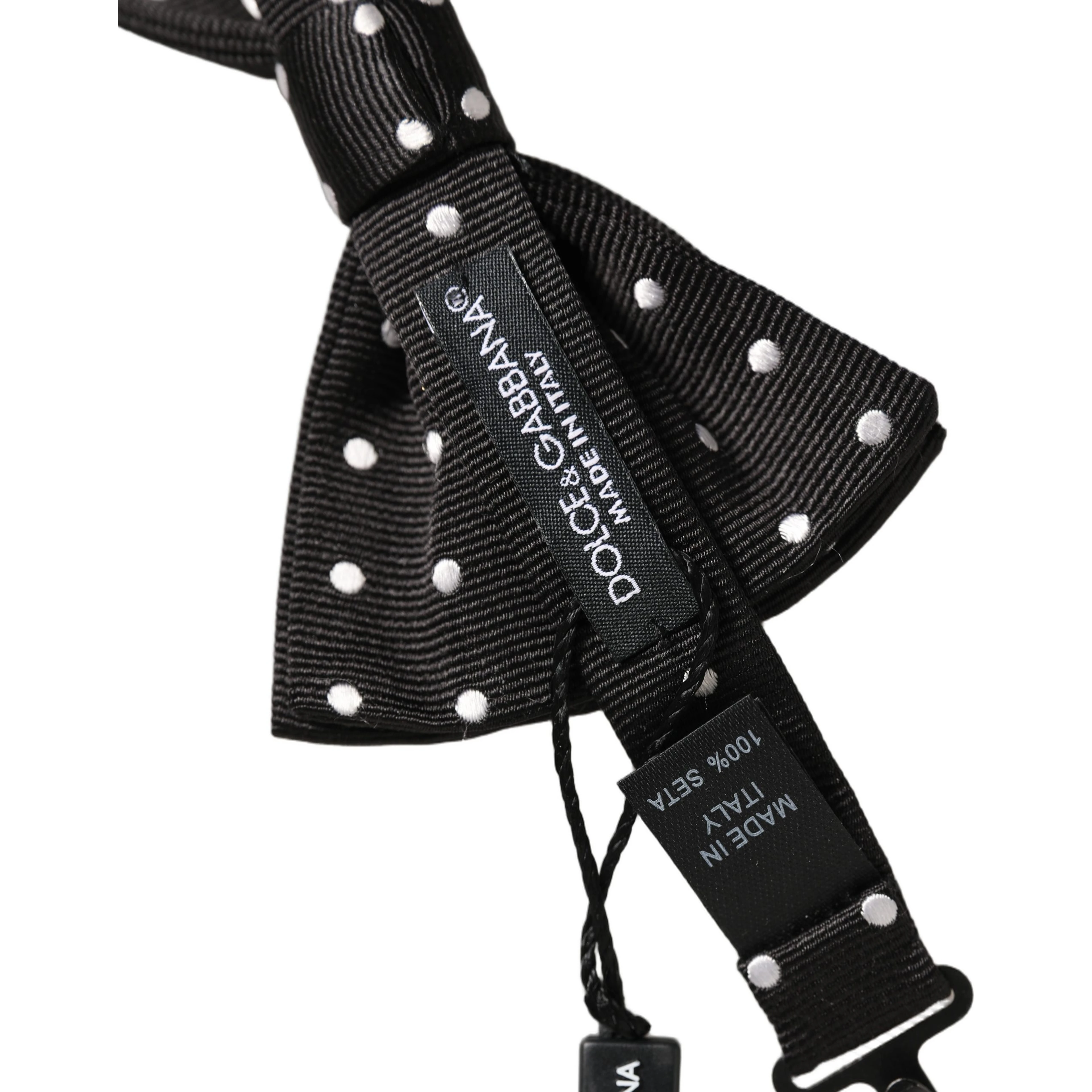 Black White Polka Dot Adjustable Neck Papillon Bow Tie