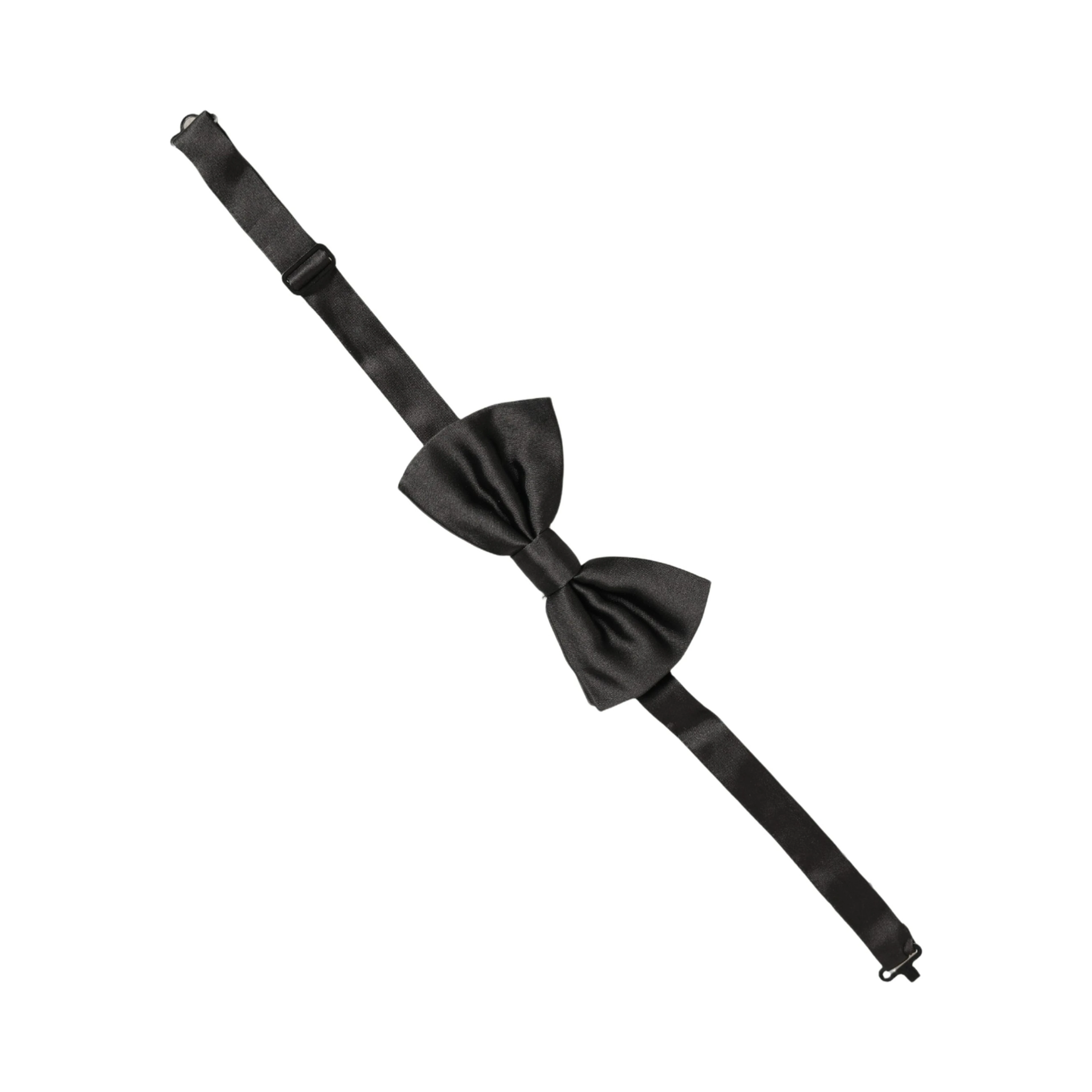 Men Black 100% Silk Adjustable Neck Papillon Bow Tie