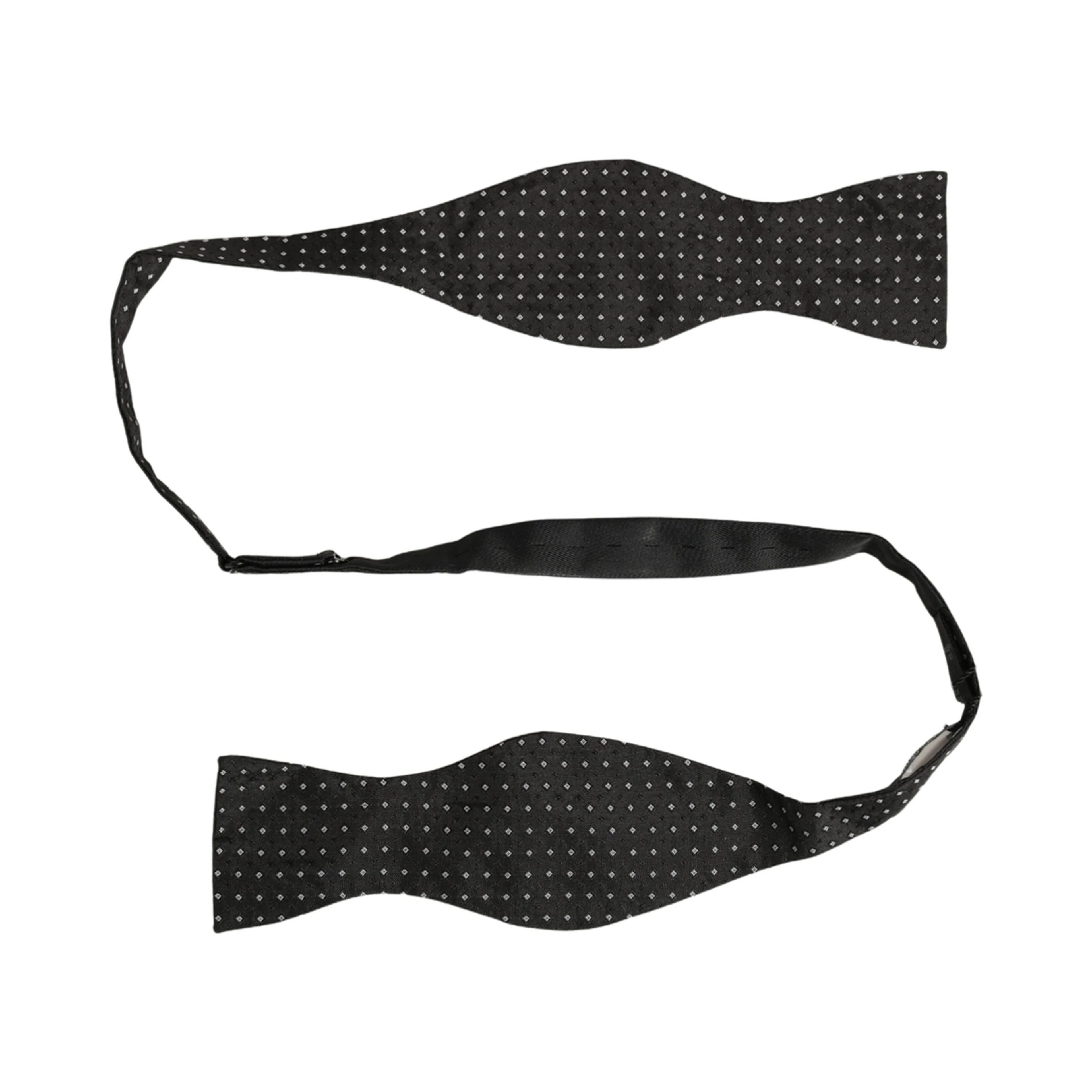 Black White Polka Dot Adjustable Neck Papillon Bow Tie