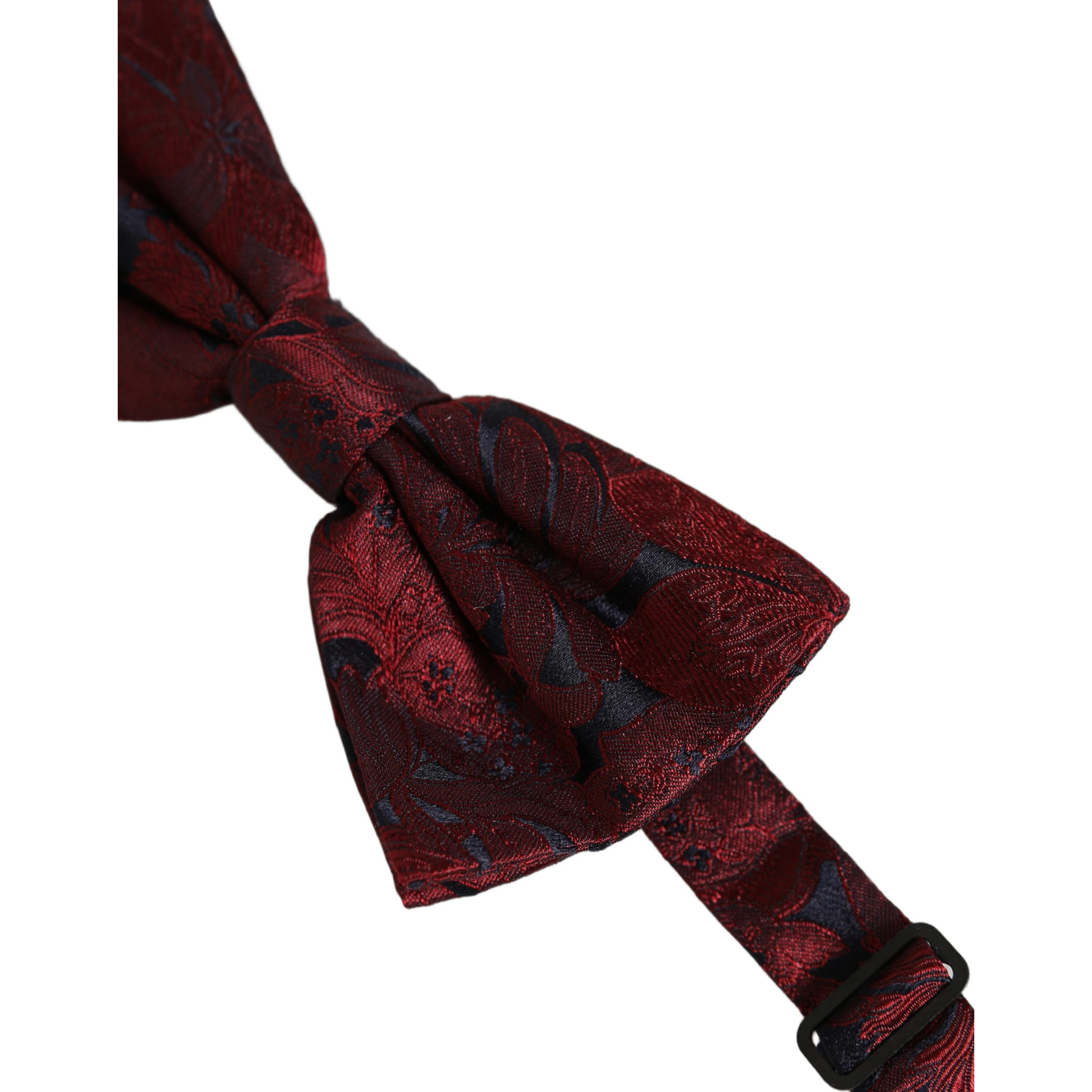 Men Maroon Paisley SIlk Adjustable Neck Papillon Bow Tie