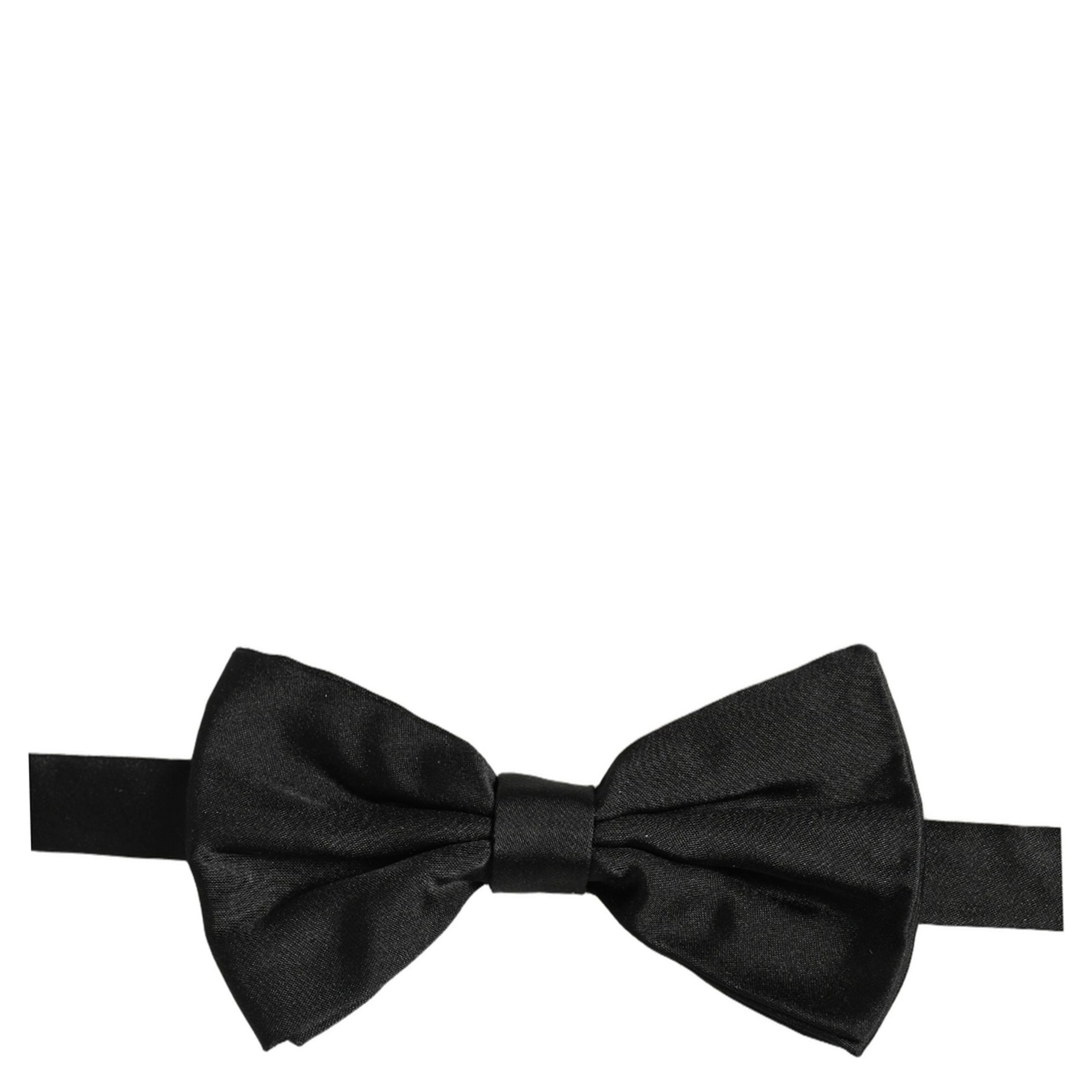 Men Black 100% Silk Adjustable Neck Papillon Bow Tie