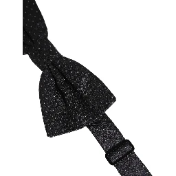 Black White Polka Dot Adjustable Neck Papillon Bow Tie