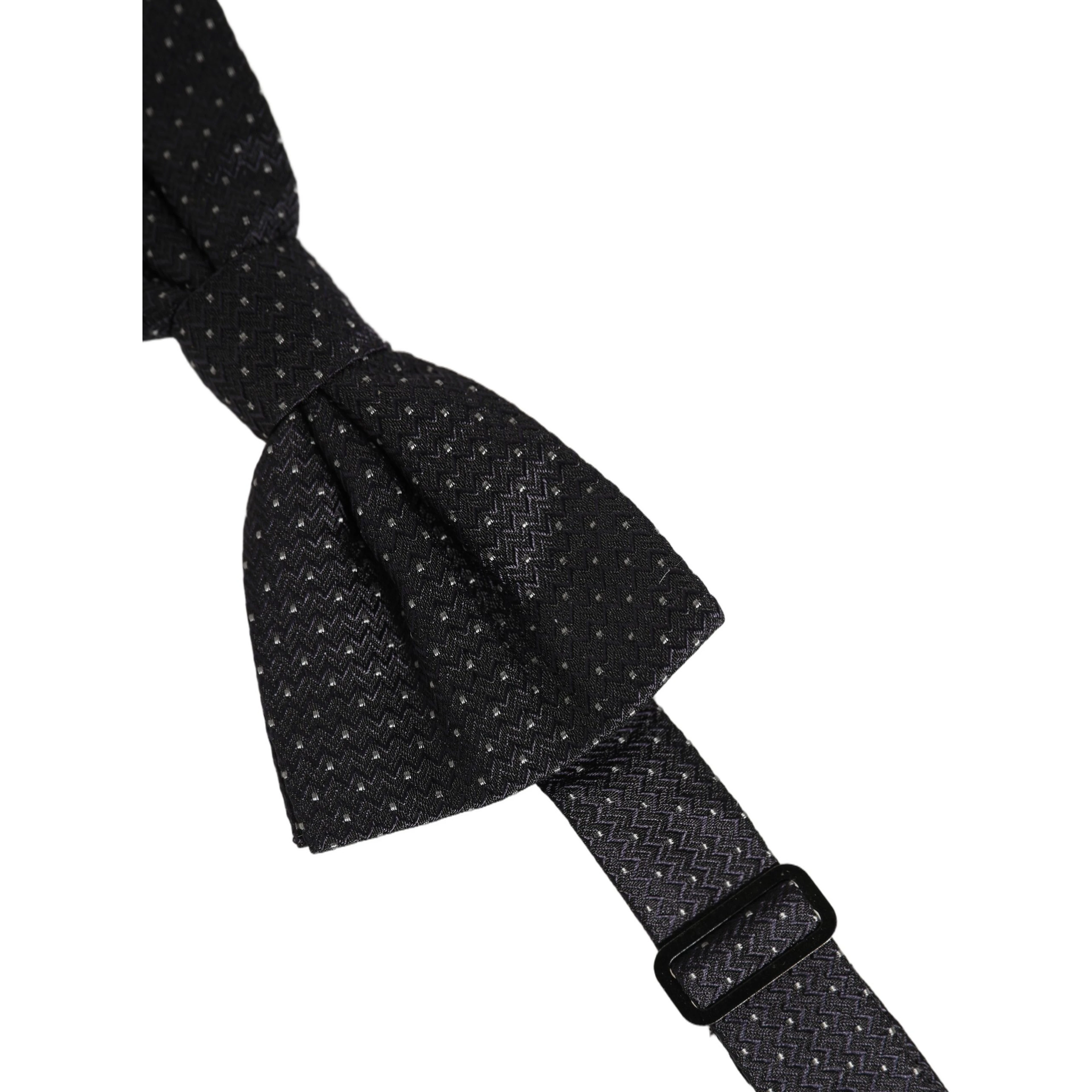 Black White Polka Dot Adjustable Neck Papillon Bow Tie