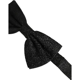 Men Black Silk Brocade Adjustable Neck Papillon Bow Tie