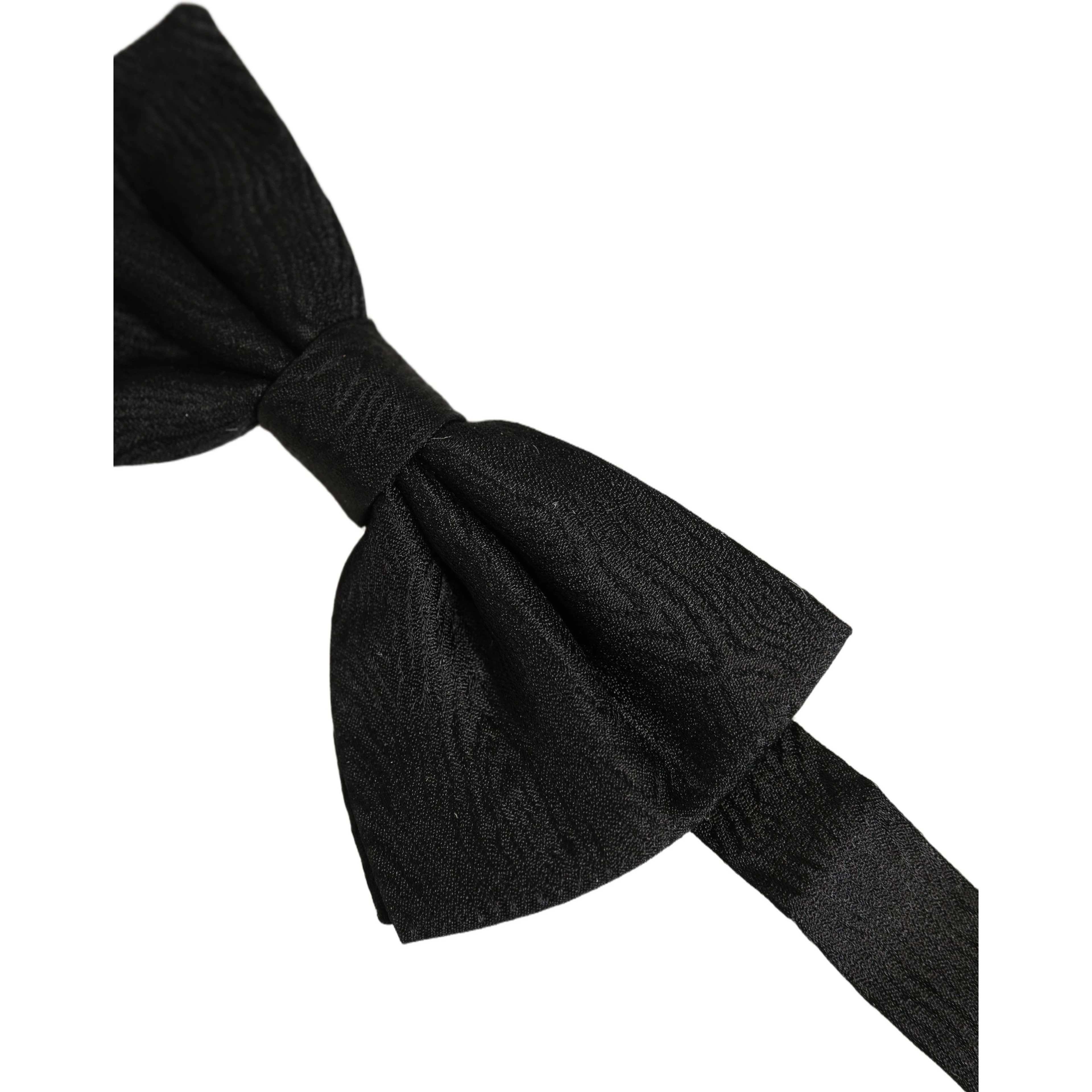 Men Black Silk Brocade Adjustable Neck Papillon Bow Tie