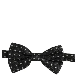 Black White Polka Dot Adjustable Neck Papillon Bow Tie