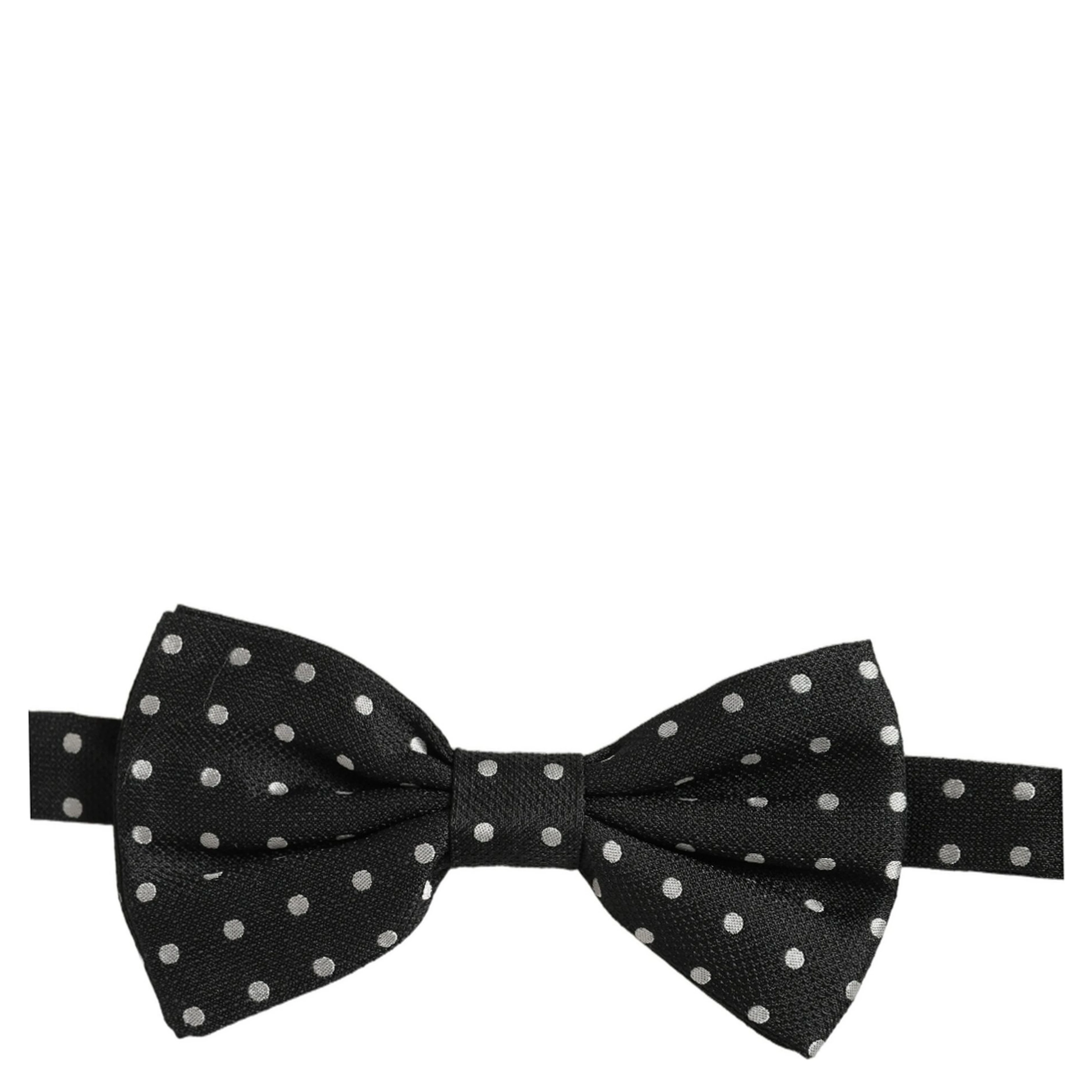 Black White Polka Dot Adjustable Neck Papillon Bow Tie