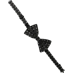Black White Polka Dot Adjustable Neck Papillon Bow Tie