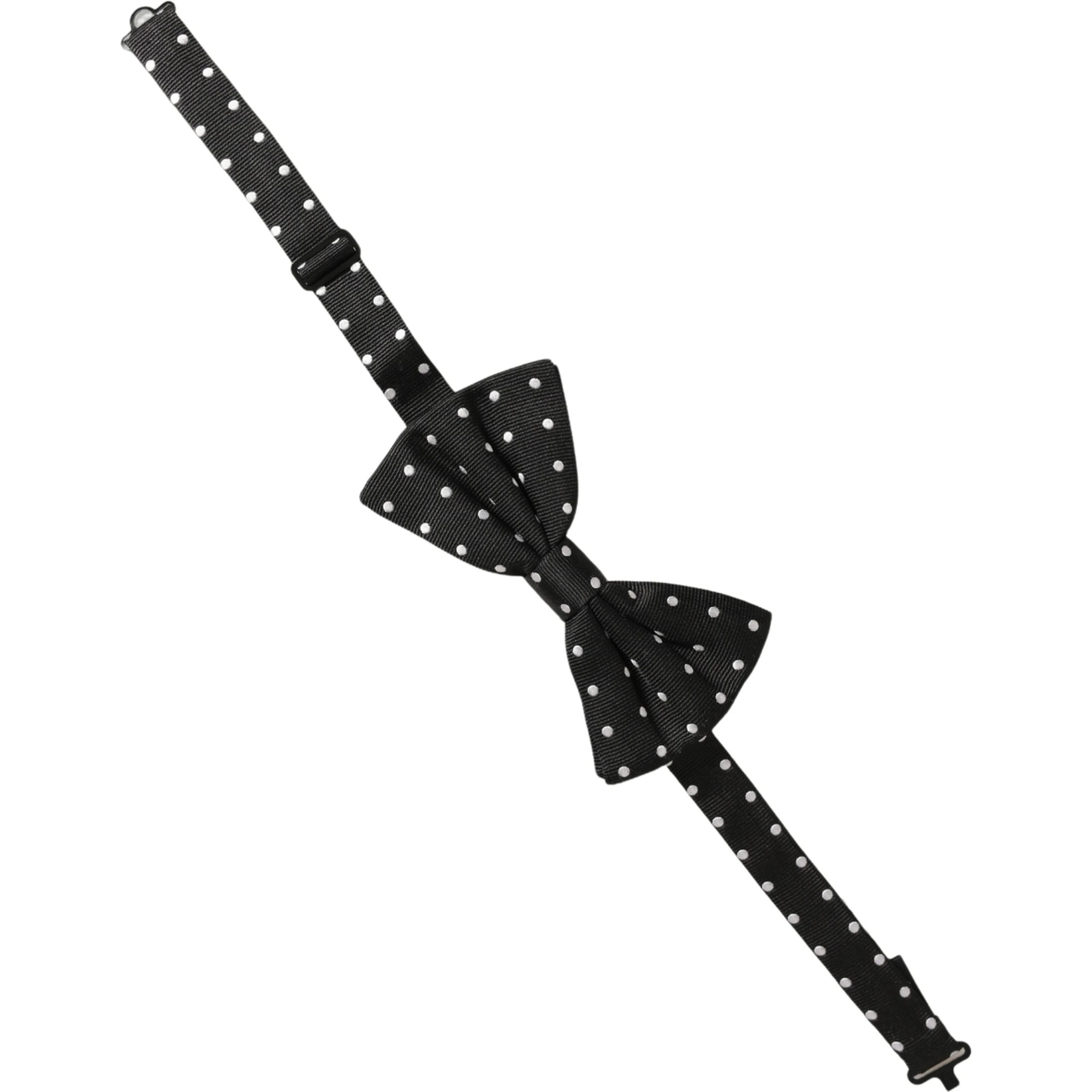 Black White Polka Dot Adjustable Neck Papillon Bow Tie