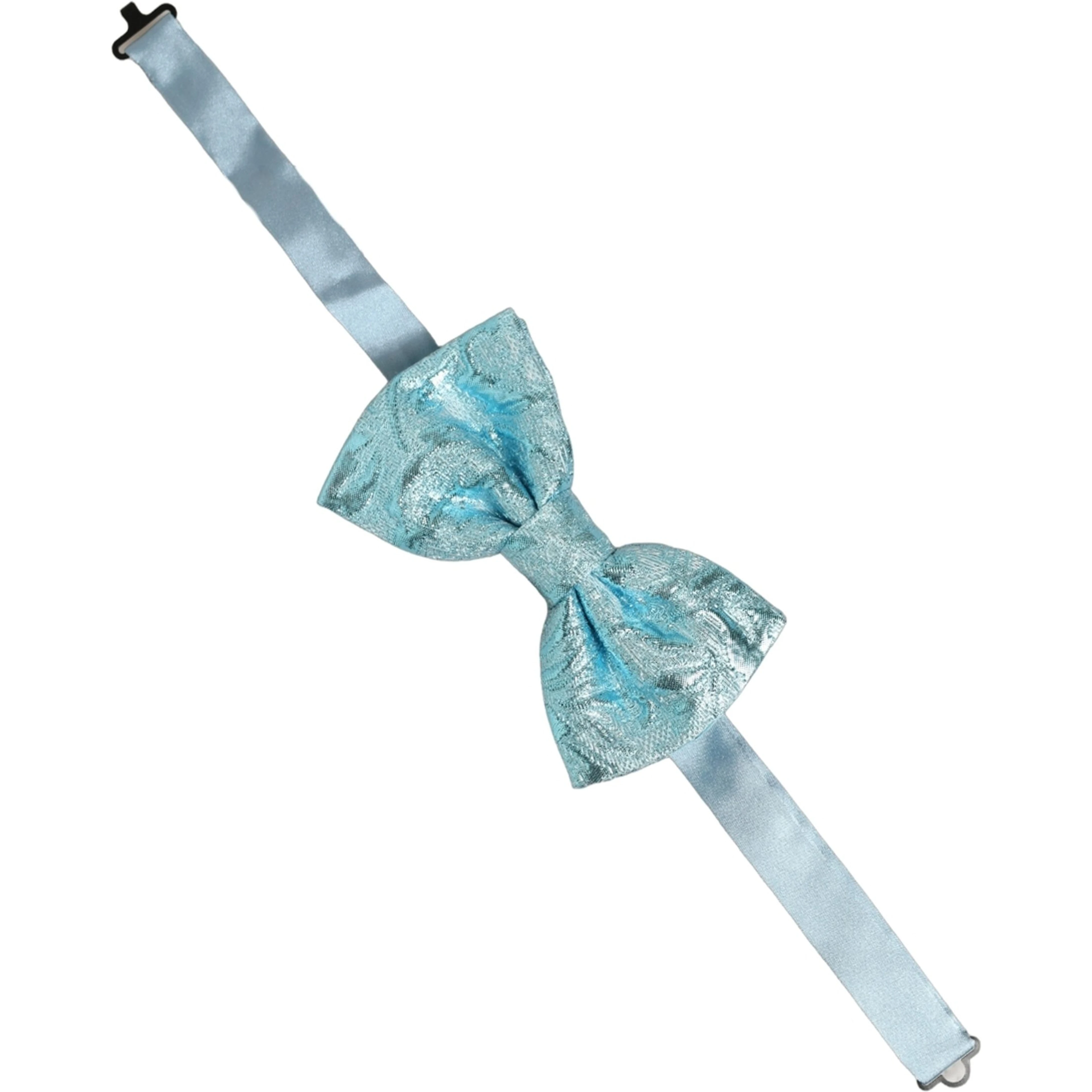 Light Blue Floral Brocade Adjustable Neck Papillon Bow Tie