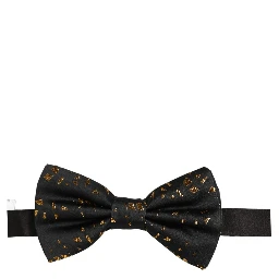 Black Gold Speckle Pattern Adjustable Neck Papillon Bow Tie