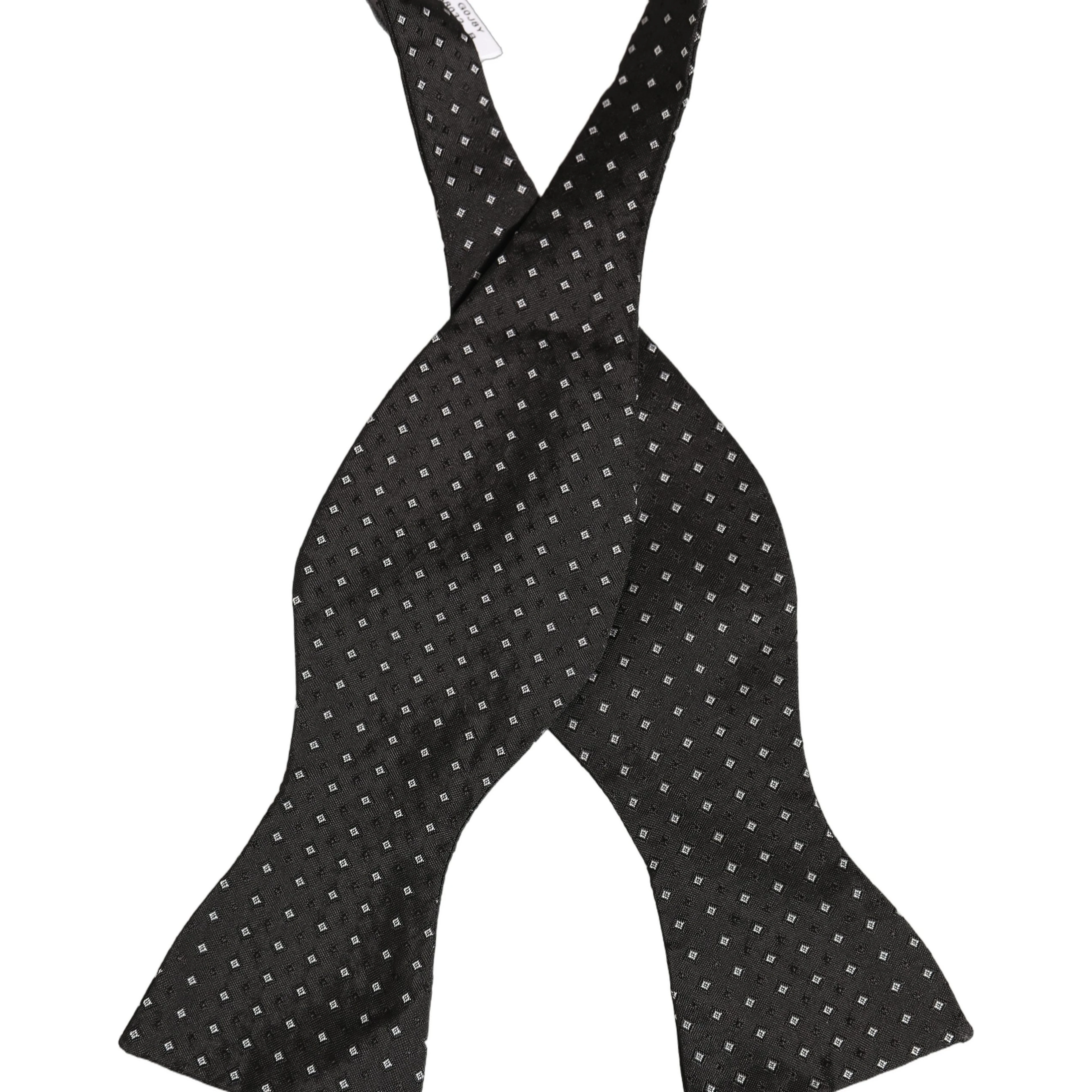 Black White Polka Dot Adjustable Neck Papillon Bow Tie