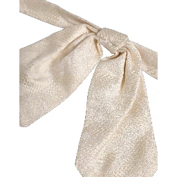 Men Ivory Paisley SIlk Adjustable Neck Papillon Bow Tie