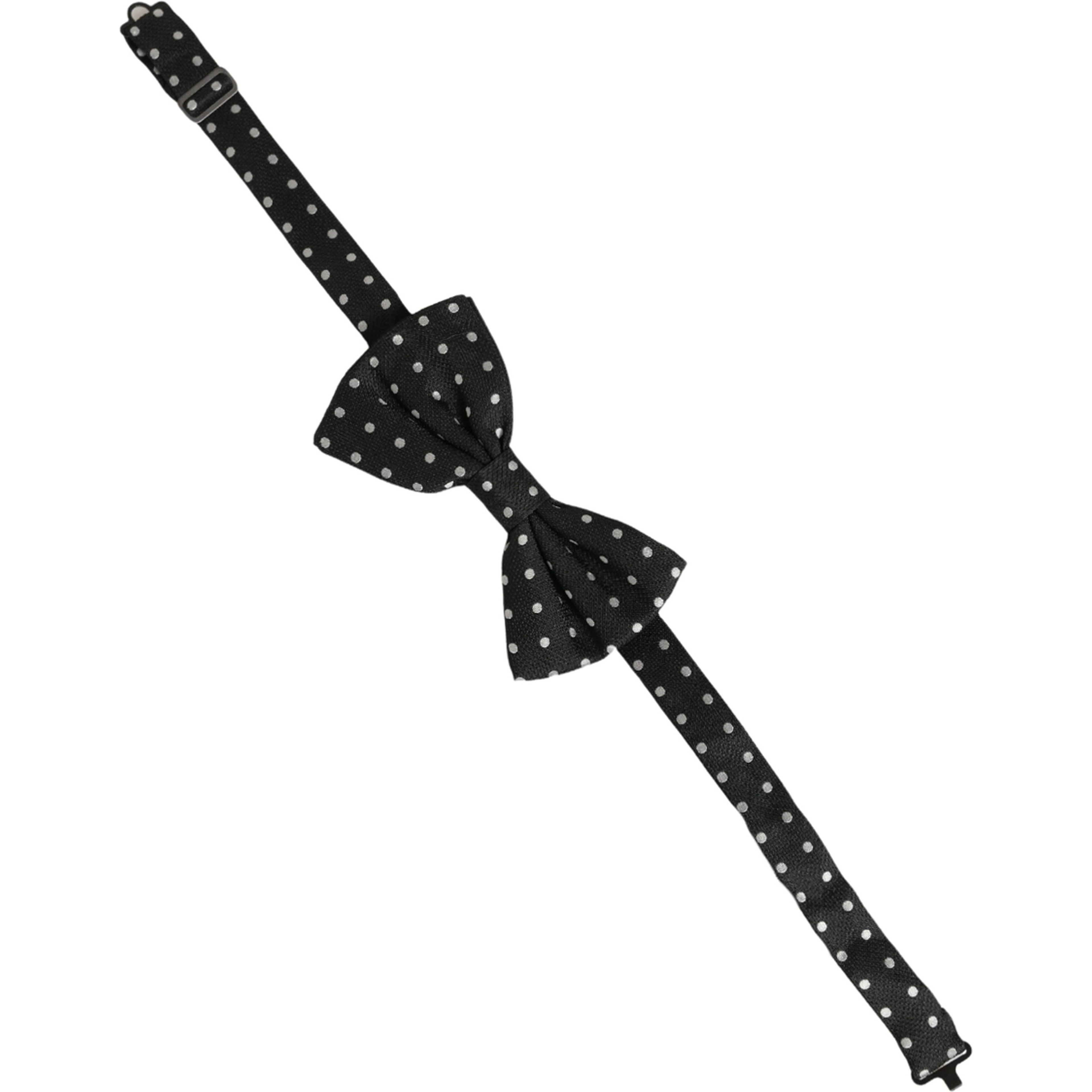 Black White Polka Dot Adjustable Neck Papillon Bow Tie