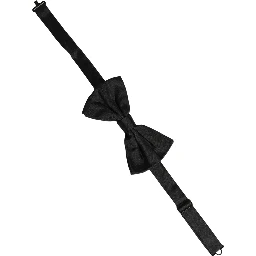 Men Black 100% Silk Adjustable Neck Papillon Bow Tie