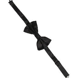 Men Black 100% Silk Adjustable Neck Papillon Bow Tie
