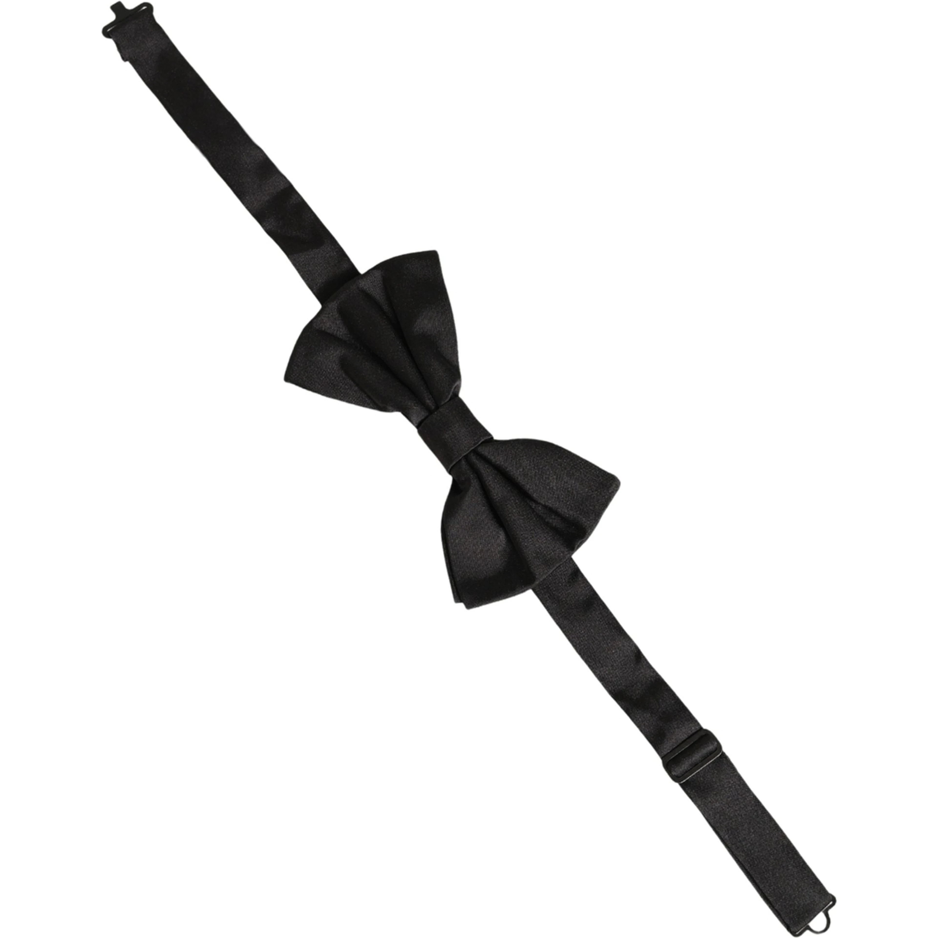 Men Black 100% Silk Adjustable Neck Papillon Bow Tie