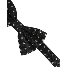 Black White Polka Dot Adjustable Neck Papillon Bow Tie