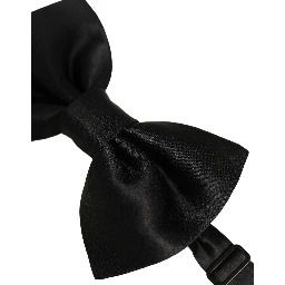 Men Black 100% Silk Adjustable Neck Papillon Bow Tie
