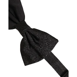 Men Black 100% Silk Adjustable Neck Papillon Bow Tie