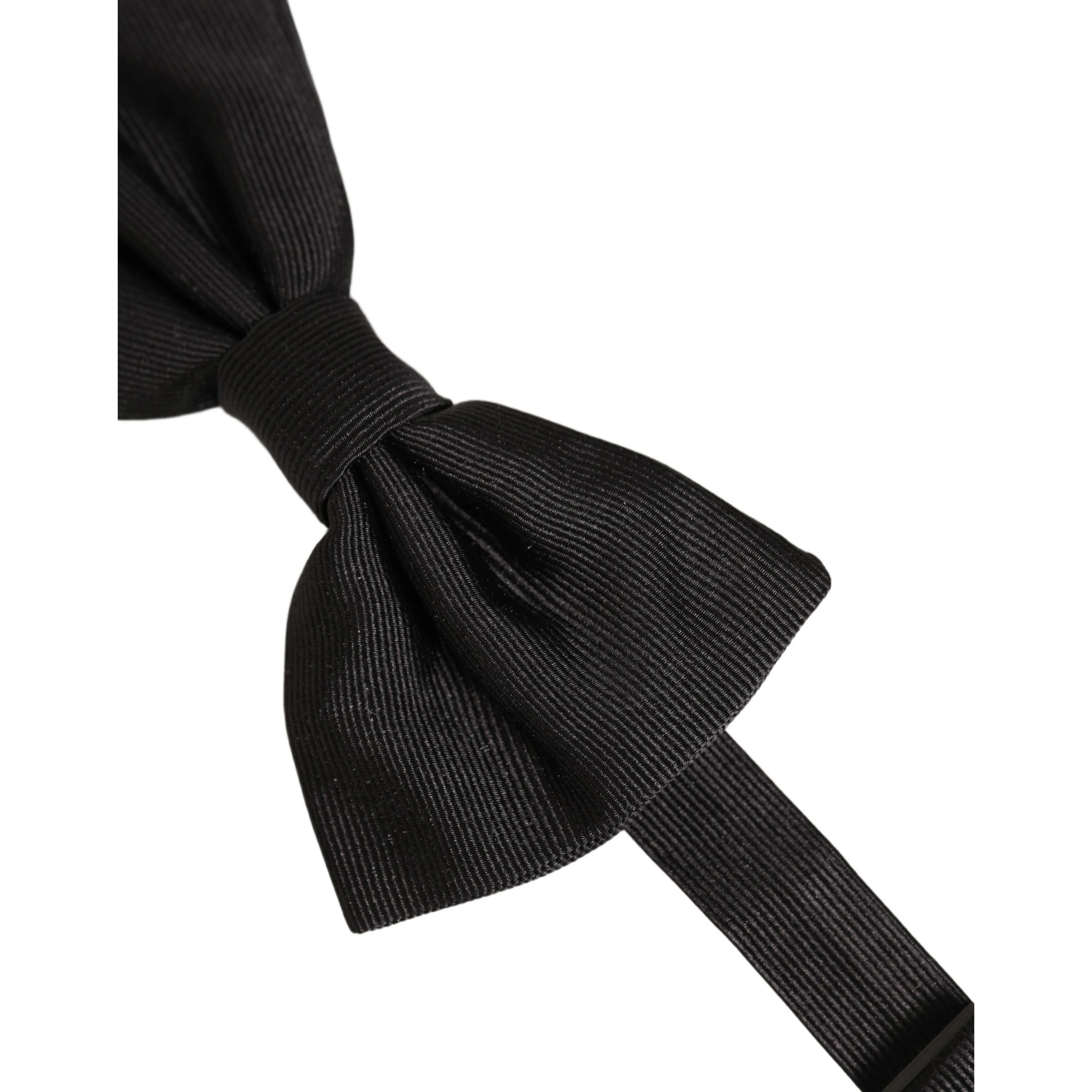 Men Black 100% Silk Adjustable Neck Papillon Bow Tie